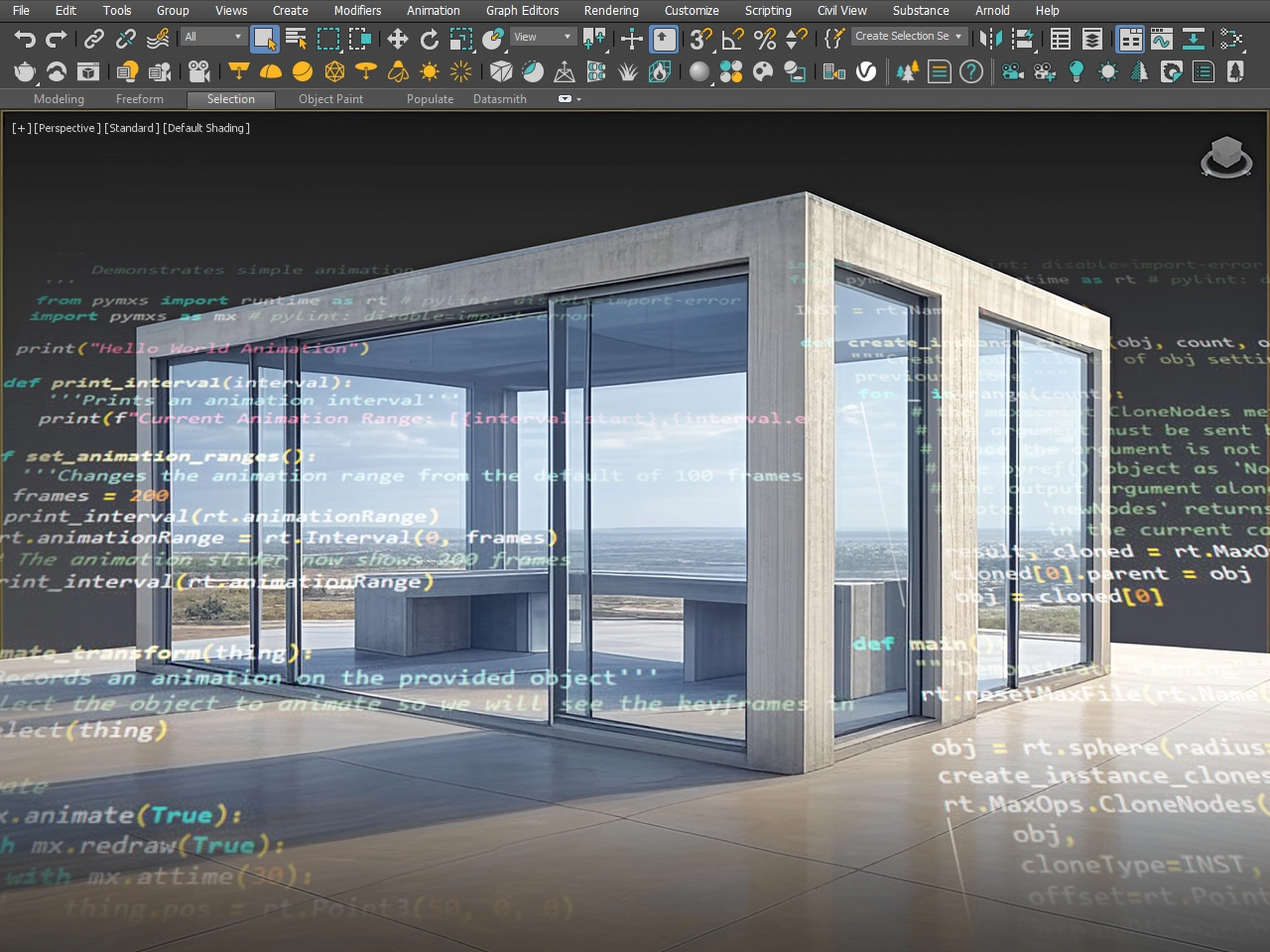 Futuristic metallic device with translucent holograms and code in background
